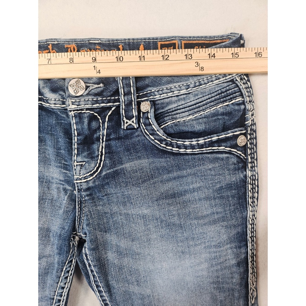 Rock Revival Calie Skinny Jeans Womens 27 Medium Wash Embroidered Studded Flawed - Picture 14 of 17